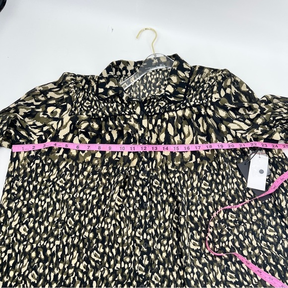 BLACK TAPE Womens Black Sheer Printed Long Sleeve Collared Evening Blouse Size X - Picture 8 of 10